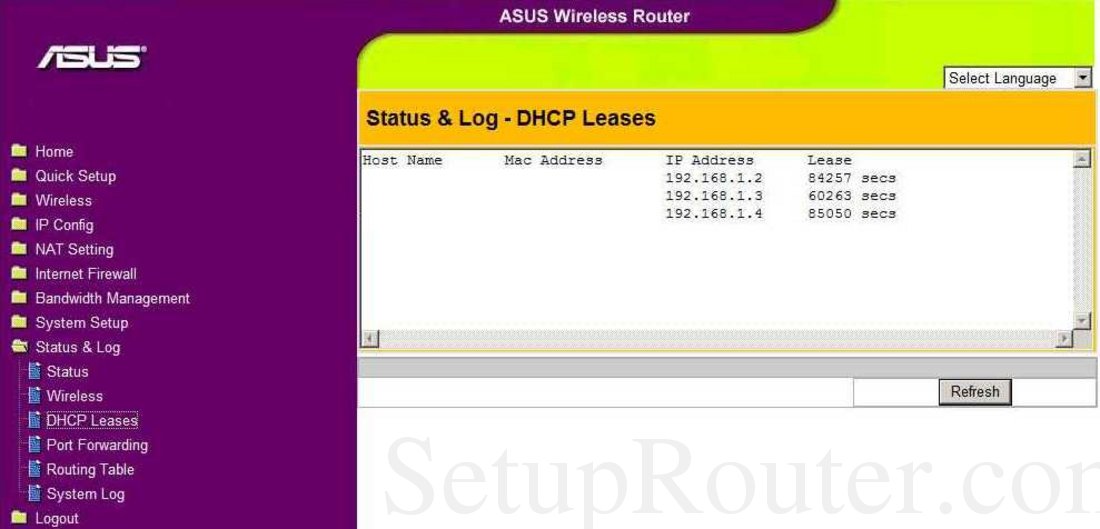 Asus am604 настройка dhcp