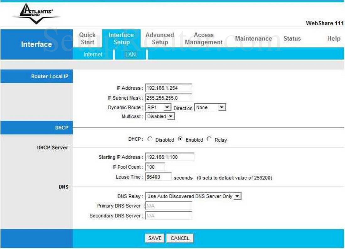 Atlantis-Land WebShare-111 Screenshot LAN Setup