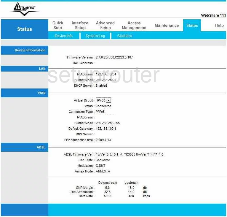 router status mac address internet IP