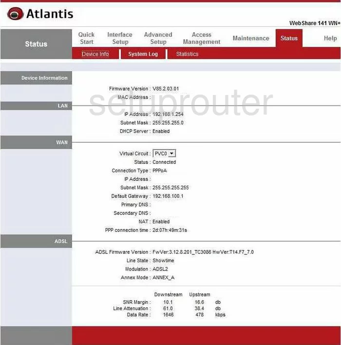 router status mac address internet IP