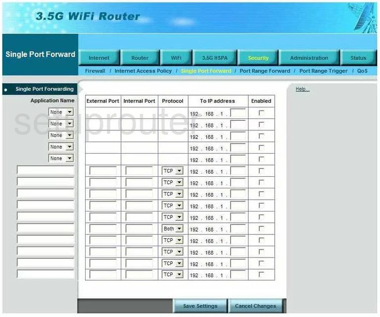 router virtual server screenshot