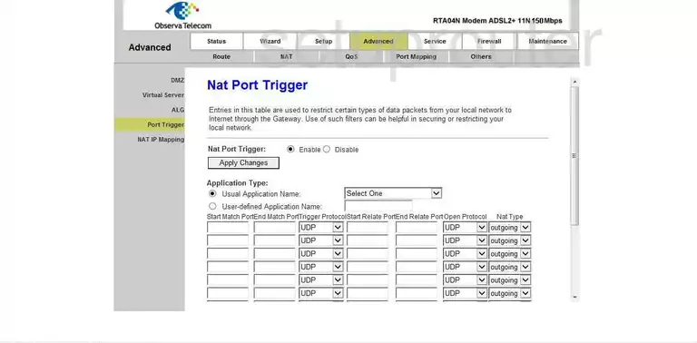 router port trigger port triggering