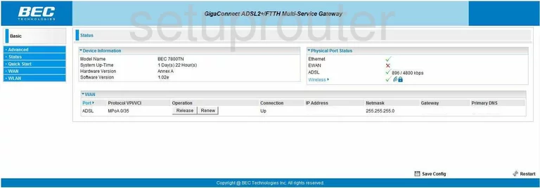 router status mac address internet IP