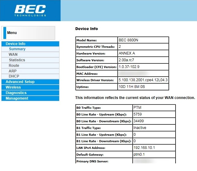 router status mac address internet IP