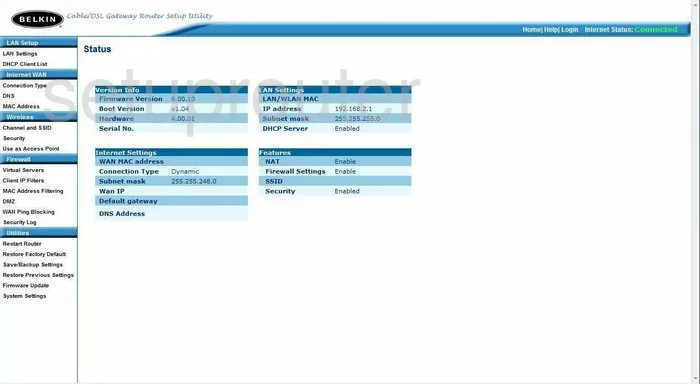 router status mac address internet IP