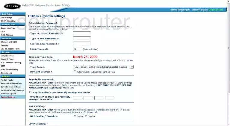 router status mac address internet IP