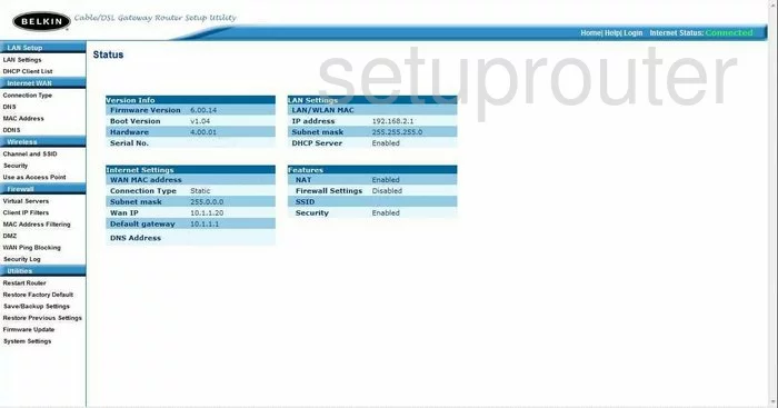 router status mac address internet IP