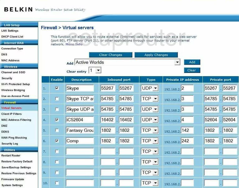 port forwarding nat screenshot