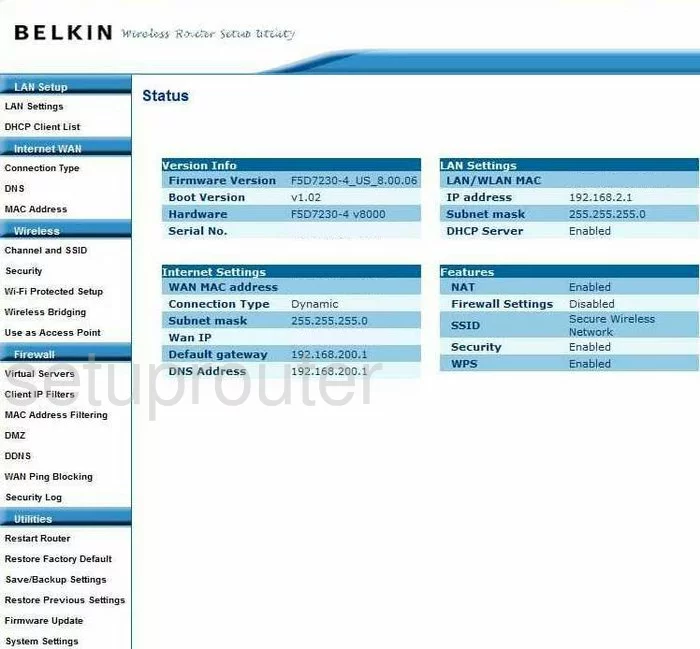 router status mac address internet IP