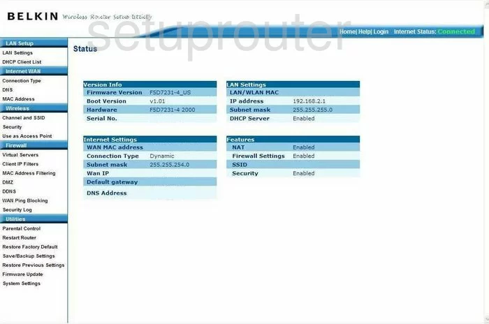 router status mac address internet IP