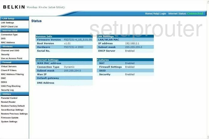 router status mac address internet IP