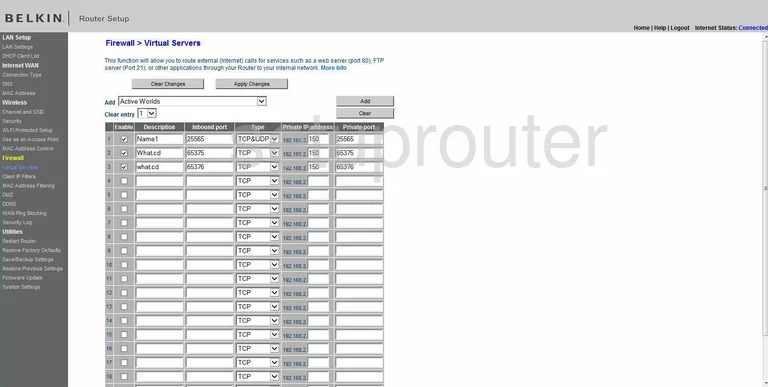 port forwarding nat screenshot