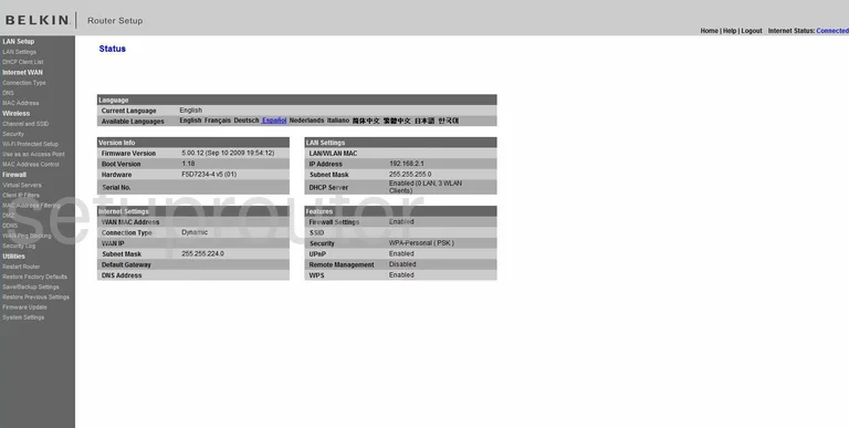 router status mac address internet IP