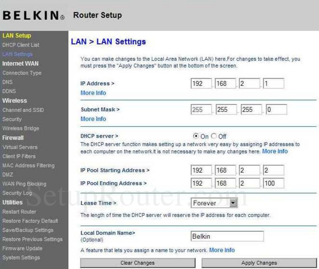 Belkin 3072 IP address. How to change my location browser and Server to Router.