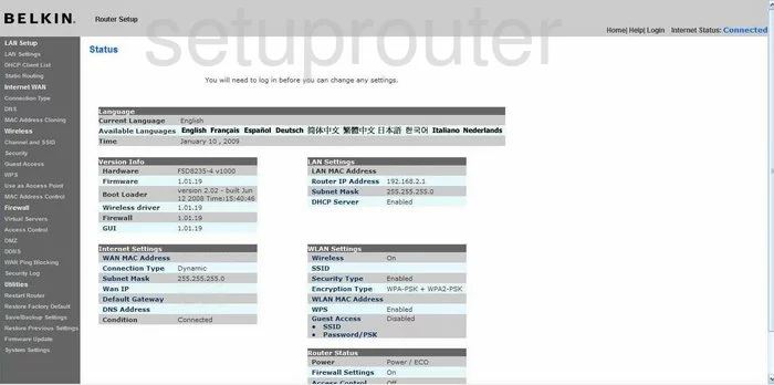 router status mac address internet IP