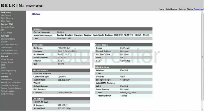 router status mac address internet IP