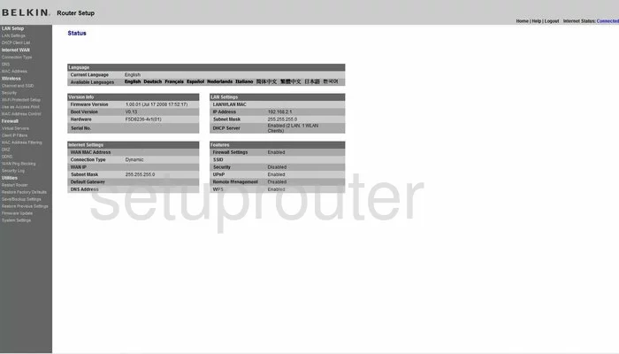 router status mac address internet IP