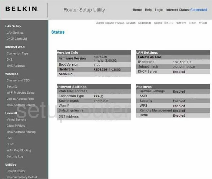 router status mac address internet IP