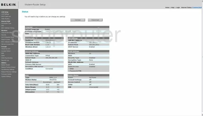 router status mac address internet IP