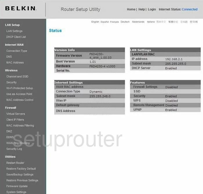 router status mac address internet IP