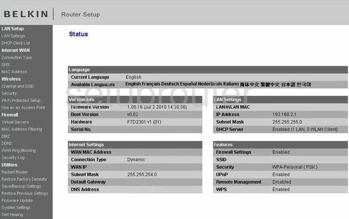 router status mac address internet IP