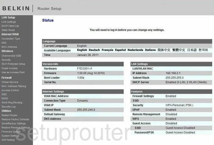 router status mac address internet IP