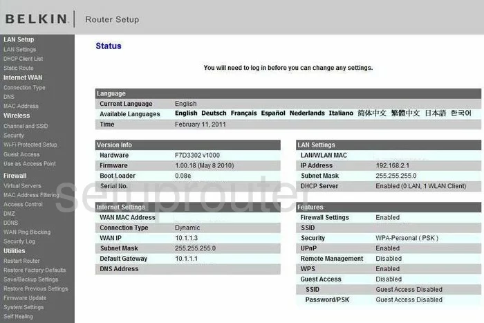 router status mac address internet IP