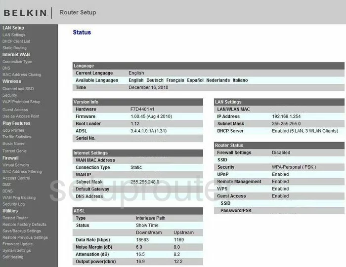 router status mac address internet IP