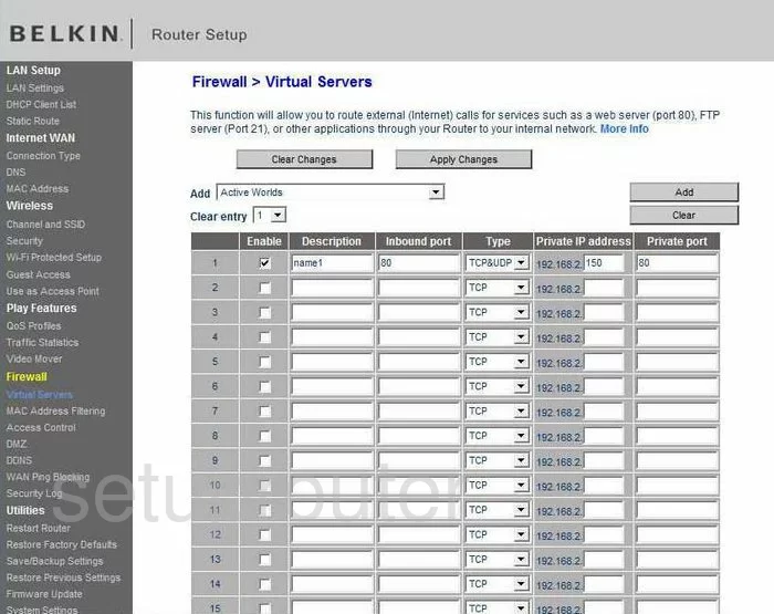 port forwarding nat screenshot