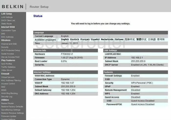 router status mac address internet IP