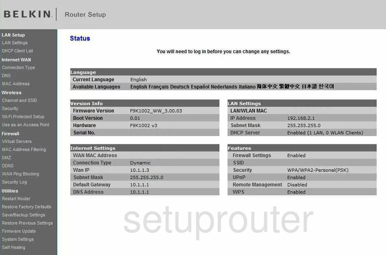 router status mac address internet IP