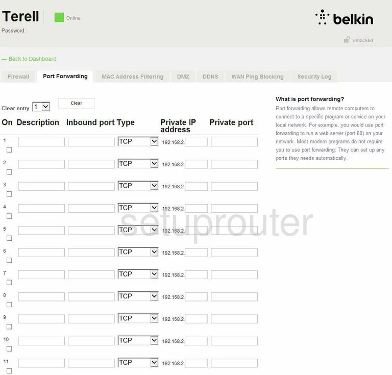 port forwarding nat screenshot