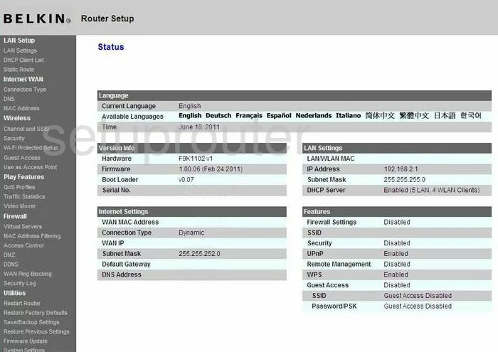 router status mac address internet IP