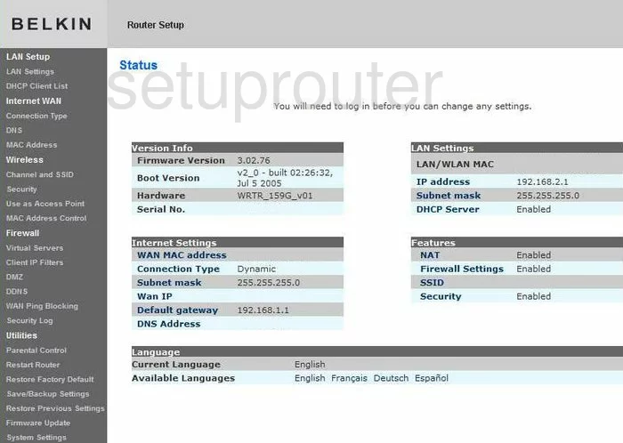 router status mac address internet IP