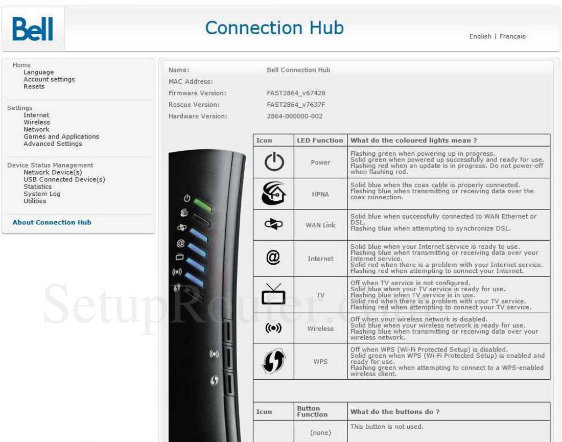Bell ConnectionHub Screenshot About