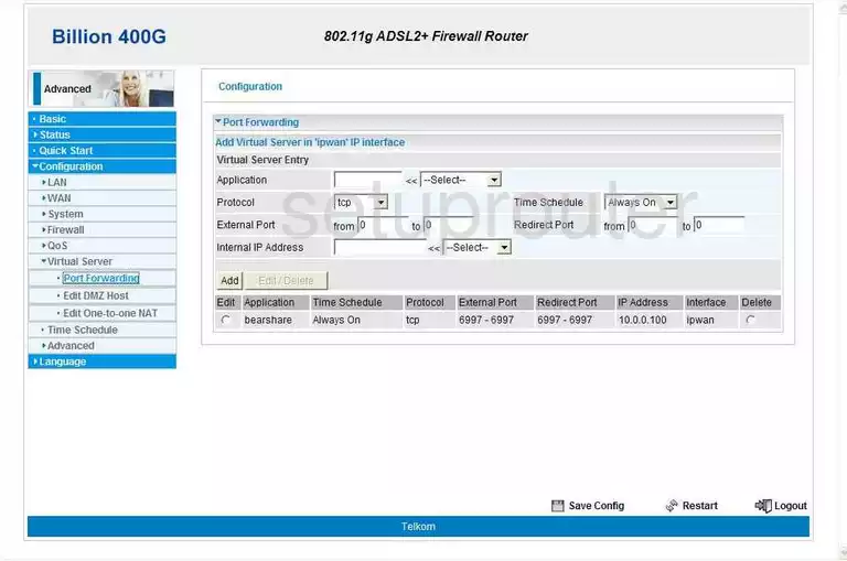 port forwarding nat screenshot