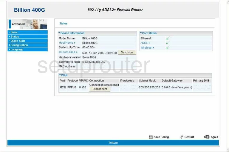 router status mac address internet IP