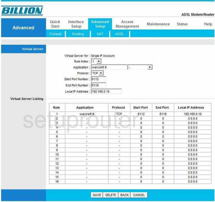 port forwarding nat screenshot