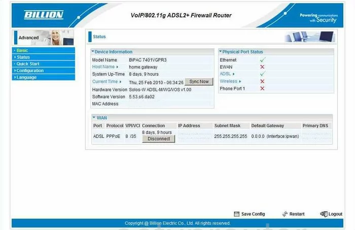 router status mac address internet IP