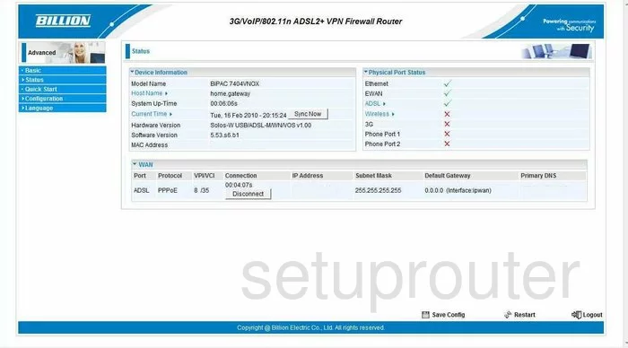 router status mac address internet IP