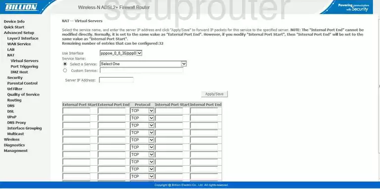 port forwarding nat screenshot