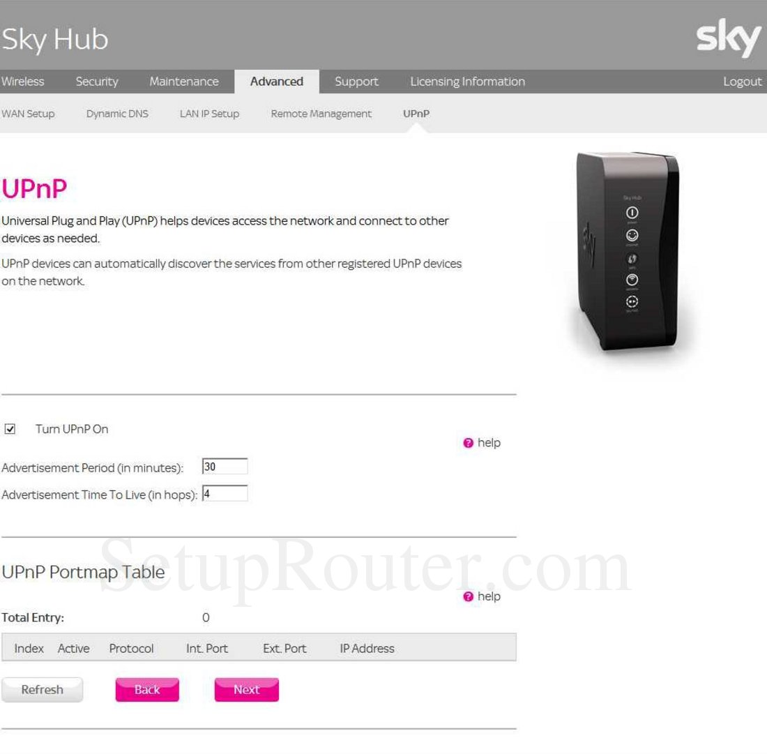 BSkyB SR102 Screenshot UPnP