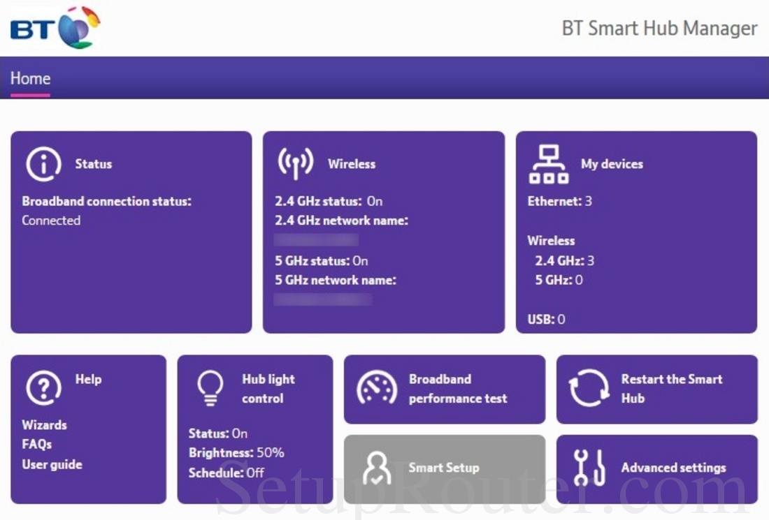 BT Smart Hub Screenshot Home