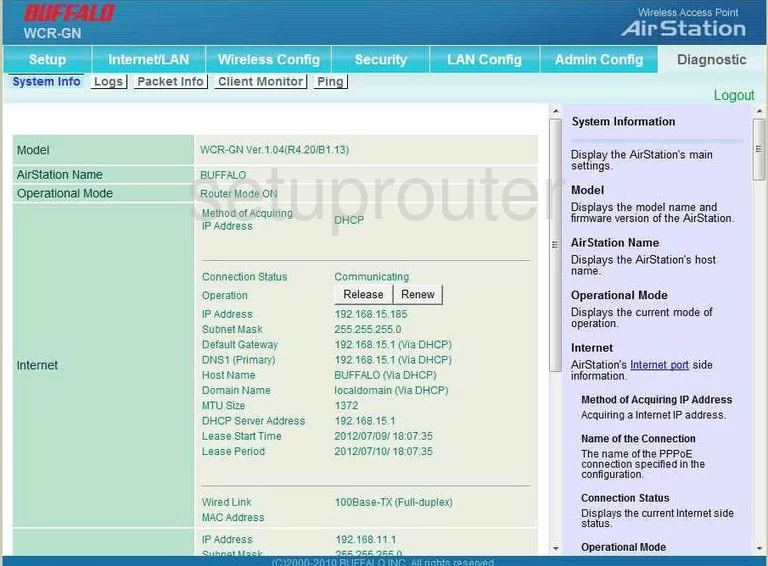 router status mac address internet IP