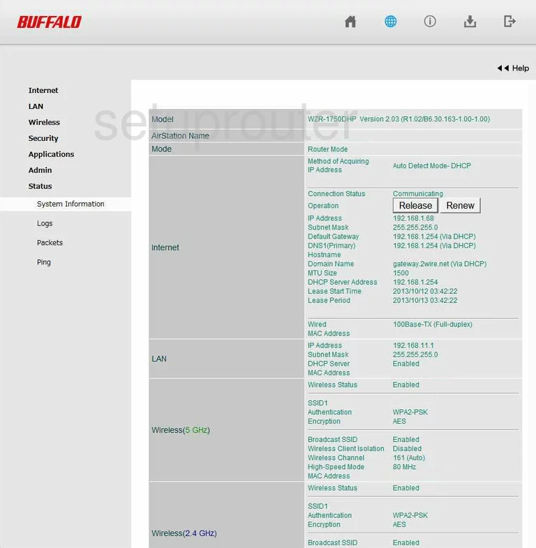 router status mac address internet IP