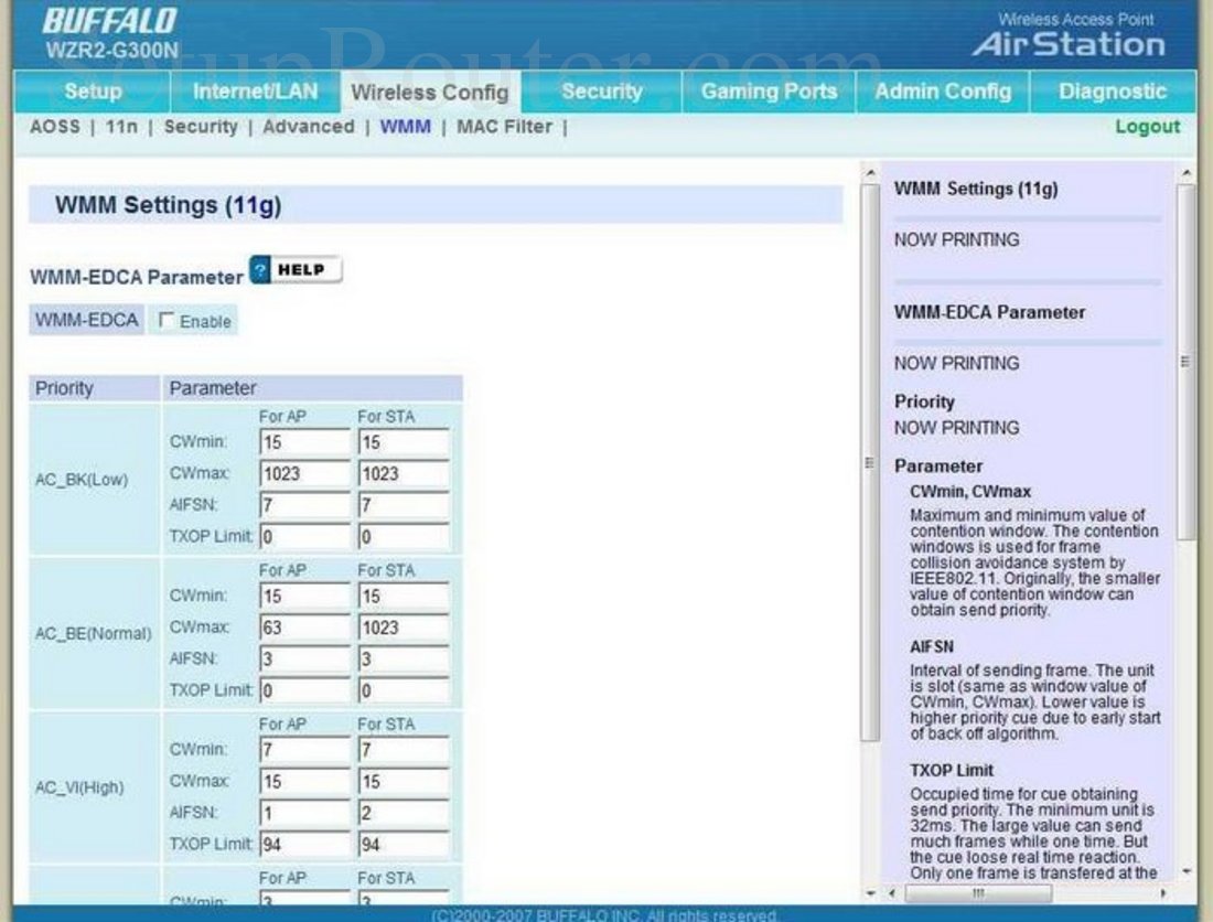Buffalo Wzr2 G300n Screenshot Wmm Settings