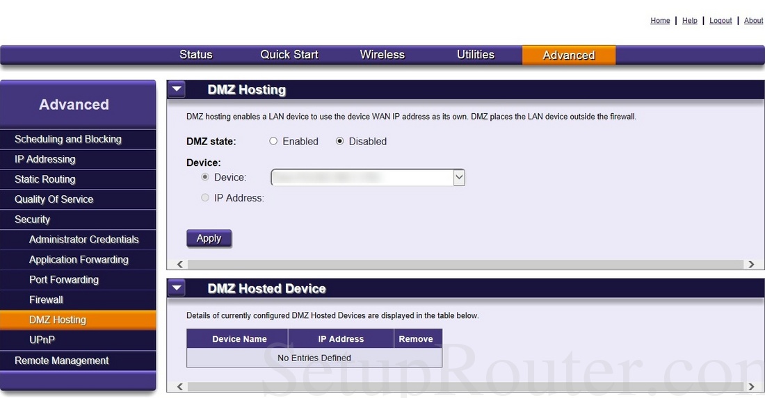 Calix 844G1 Screenshot DMZHosting