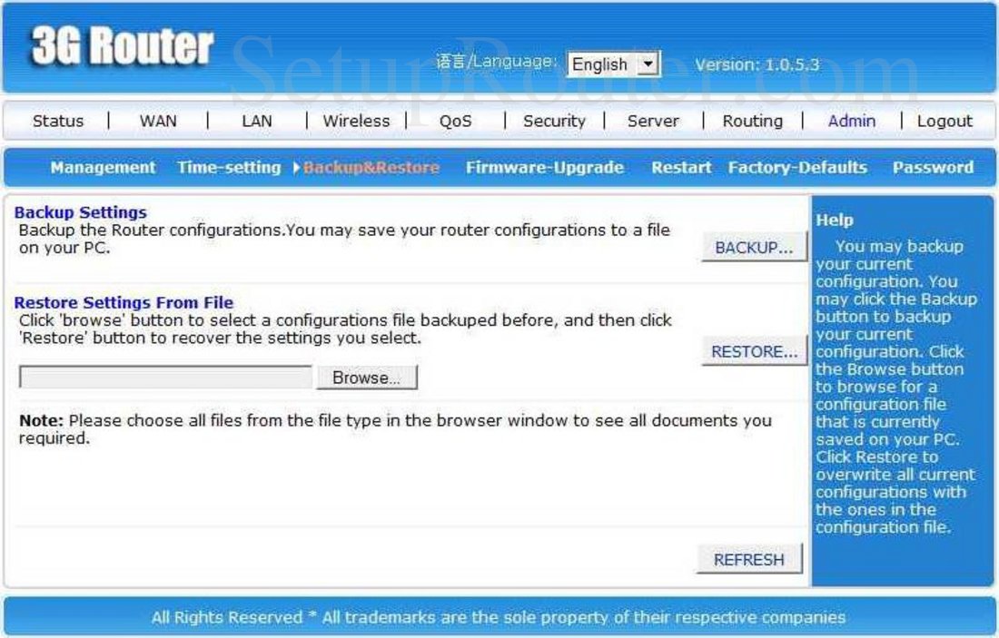 CDRKing 3GRouter Screenshot Backup and Restore