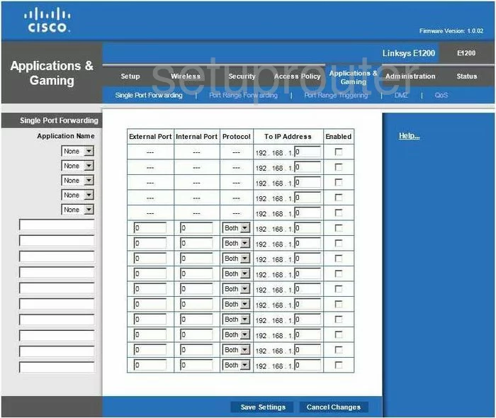 router virtual server screenshot