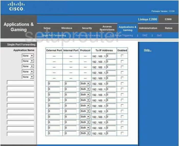 router virtual server screenshot